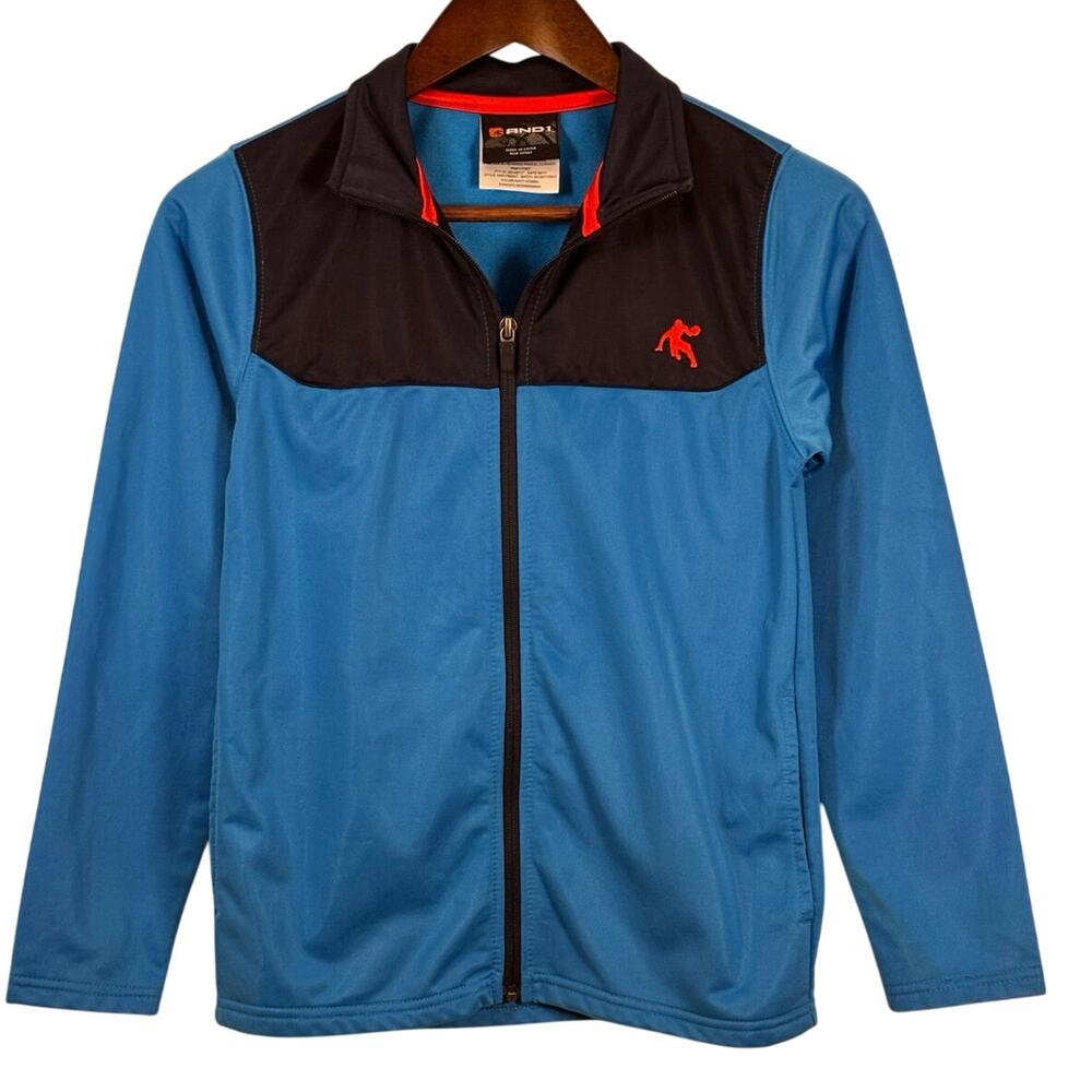 Boys Large AND1 10/12 Long-Sleeve Quarter Zip Blue Basketball Shirt NICE